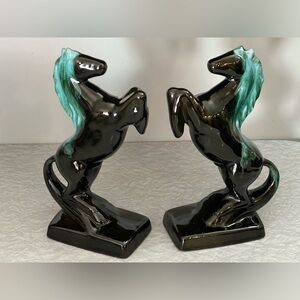 Vintage Blue Mountain Pottery Horse Book Ends